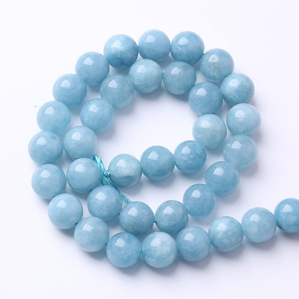 60Pcs 6mm Natural Blue Chalcedony Jades Beads for Jewelry Making Aquamarine Jades Energy Stone Healing Beads DIY Bracelet Necklace 15" 1 Strand Blue Chalcedony Jades 6mm