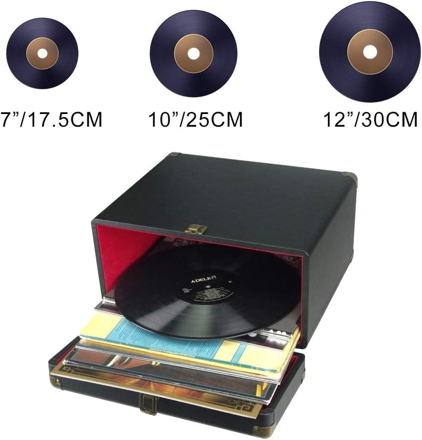 Buу 1 gеt 1 Zbrqotl Vintage Vinyl Records Storage Retro Leather Portable Carrying Case for 30+ Records Albums