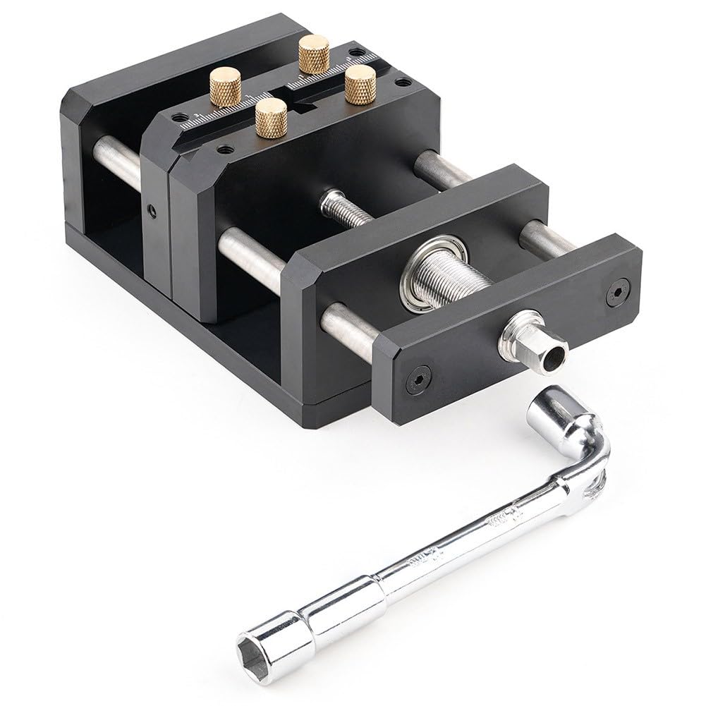 Morsa autocentrante per lavorazione del legno, per serraggio in lega di alluminio CNC con scanalatura a V per calcio rotondo/quadrato, capacità ganascia 10-65 mm, nera (200 x 100 x 70 mm)