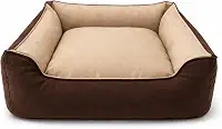 Cama Pet Premium Suede, Dupla Face, 50x50cm, Zíper para lavagem, Cães e Gatos (Marrom e Bege, M)
