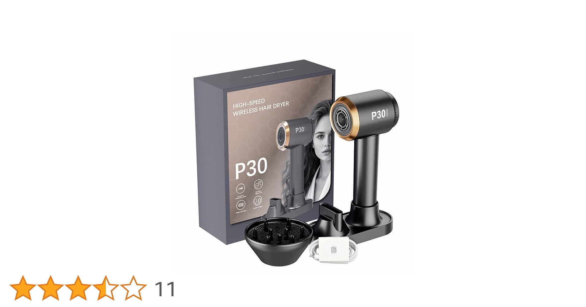 Amazon | P30 コードレスドライヤー 充電式ドライヤー 大風量 速乾 温