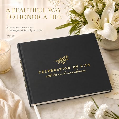 Image of ZICOTO Beautiful Funeral Guest Book for The Celebration of Life - The Perfect Hard Cover in Loving Memory Book with Ample Space to Sign in for Guests - Premium Craftsmanship for Honoring Loved Ones