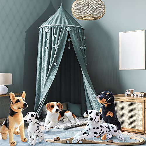 Hund Plüschtier 50CM Hunde Kuscheltier für Kinder,Plüschhund Liegend -Stofftier Hund Lebensecht Weiß Braun Welpen Hund Tier Plüsch Puppe Hund Kissen Plüschtier Spielzeug für Kinder Jungen Mädchen