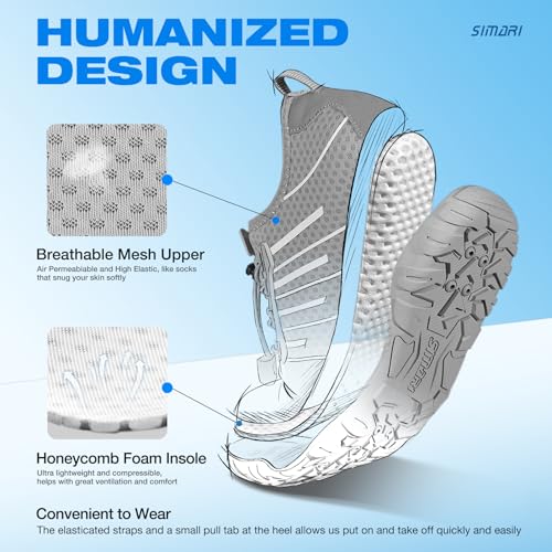 Image of SIMARI Water Shoes for Women Men - Barefoot Quick-Dry Aqua Socks | Lightweight Swim Shoes for Surfing, Swimming, Beach Sports, Kayaking, Diving | Non-Slip Design