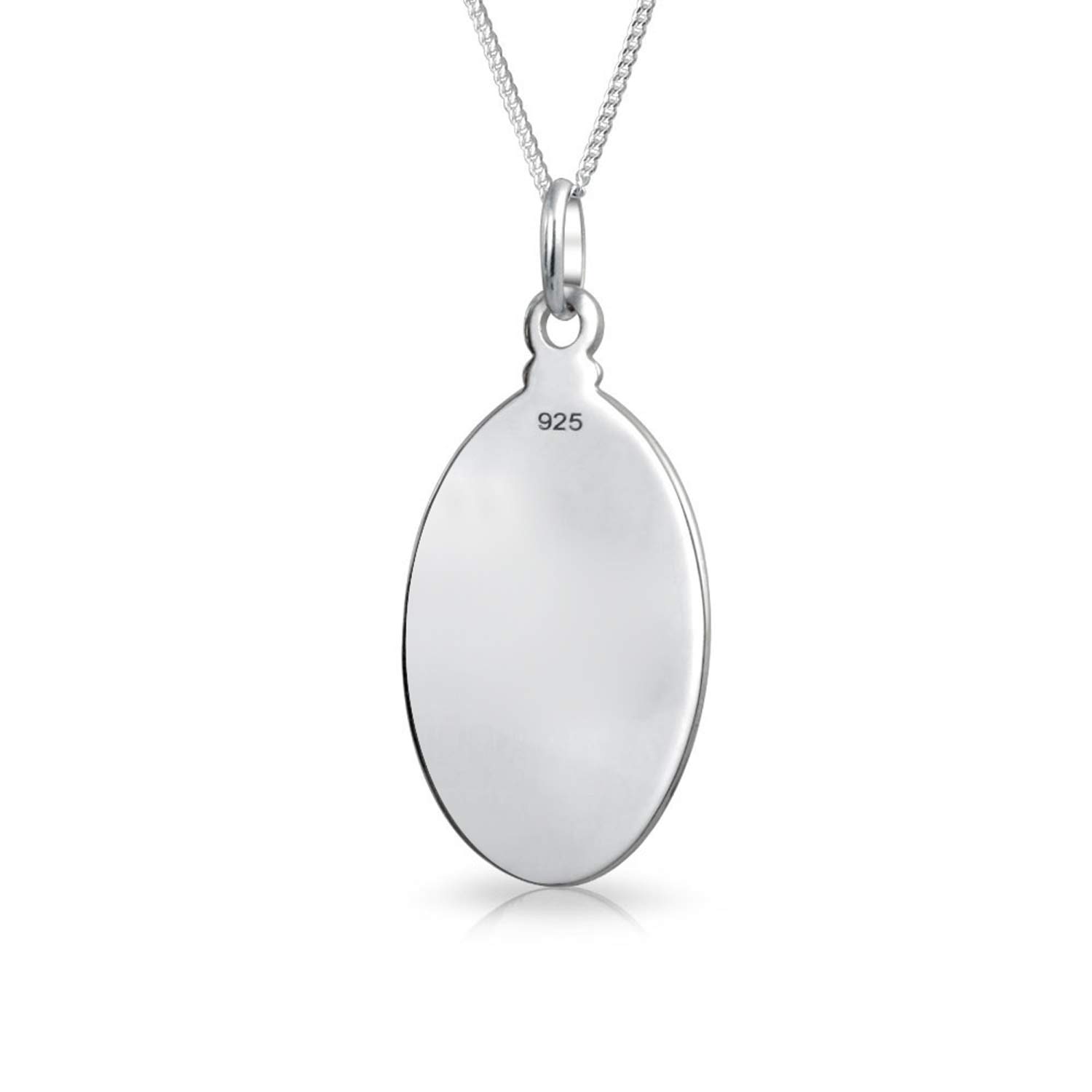 Bling Jewelry Personalisierte Unisex Religiöse Medaille Medaillon Oval Rund Heilige Theresa Heiliger Christopher Anhänger Halskette Für Frauen Männer Teenager Oxidiertes .925 Sterlingsilber Anpassbar