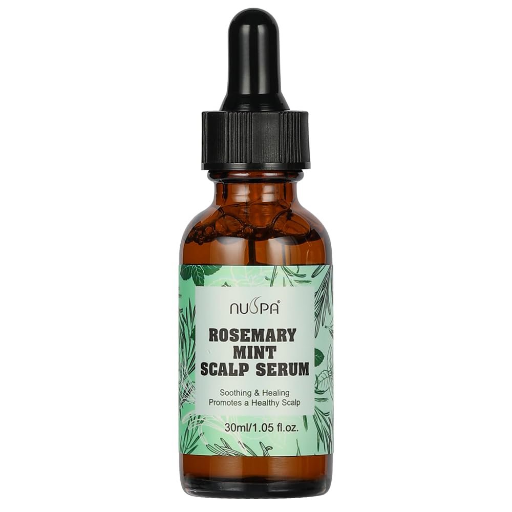 NUSPA Natural Rosemary Mint Hair Serum Grow Long Scalp Moisturizer Infused with BIOTIN Zero Fragrance Reduce Hair Loss for Hair Regrowth,Daily Dry Scalp Treatment
