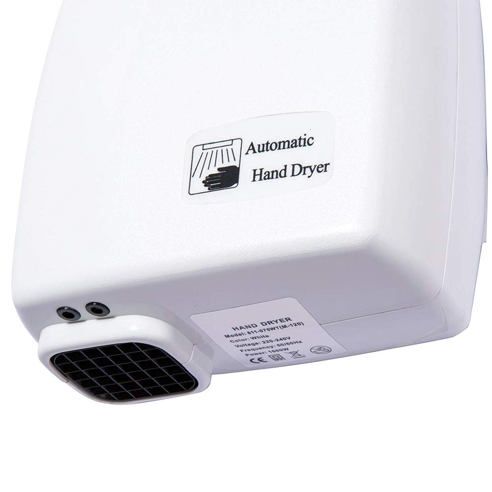 Bakaji - Secador de manos automático eléctrico - Ideal para hoteles, baños públicos - Secador de aire caliente de pared con sensor fotocélula - 1000W de potencia