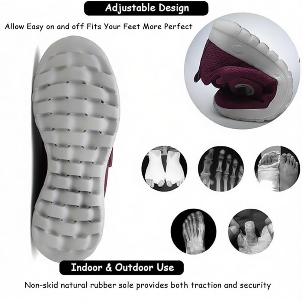 Zapatos para Diabéticos Calzado Ortopédico Ajustable Y para Caminar Zapatillas De Ancho Especial Fáciles De Poner Ligeras Y Antideslizantes Calzado Casual con Plantilla De Espuma