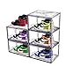 Scatole per Scarpe|Organizzatori Porta Scarpe Impilabili|Pacco da 3 Contenitori per Scarpe| Design Robusto Durevole-scatole scarpe trasparenti -Apertura magnetica facile da estrarre e inserire.