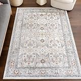 nuLOOM Lyric Medallion 9x12 Machine Washable Area Rug for Living Room Bedroom Dining Room Kitchen, Rust/Cream