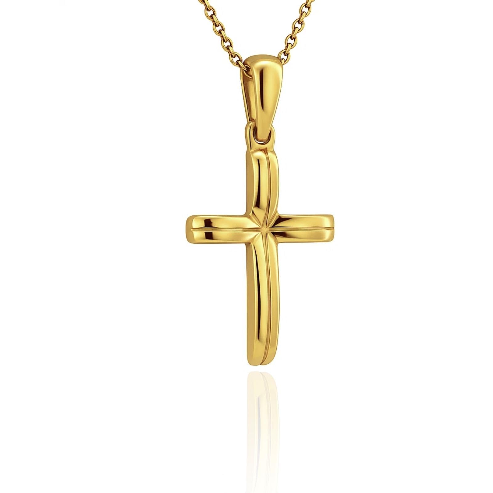 fish Collana In Oro Con Ciondolo Croce E Lunghezza Regolabile In Oro 333
