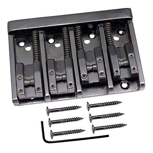 Vintage 4 String Bass Bridge Tailpiece A-Style Roller Saddle Bridge Top Load Or String Through Body (Black) #TOP19