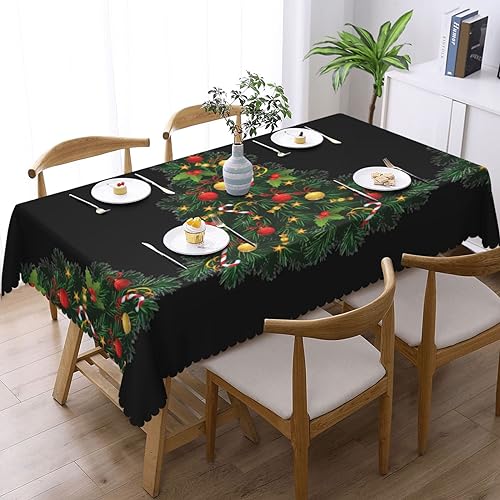 Nappe de Noël polyester lavable 137x183 dentelle rectangulaire infroissable - 3