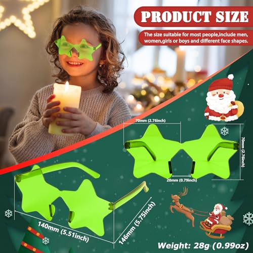2 Pcs Rimless Star Sunglasses Transparent Candy Color Sunglasses Christmas Party Favor Star Glasses4