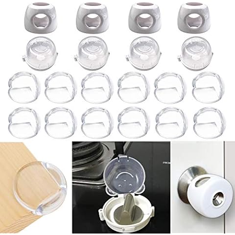 OBSGUMU Corner Protector(12 packs),Baby Corner Guards with Door Knob Covers(4 packs) and Stove Knob Covers(4 packs) for child safety,as Baby Proofing Guards,Keep child safe Cover