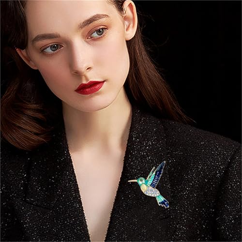 Image of coadipress Colorful Birds Brooch Pins Crystal Rhinestone Branch Bird Brooch Cute Enamel Animal Magpie Hummingbird Pin Fashion Jewelry Accessories Gifts