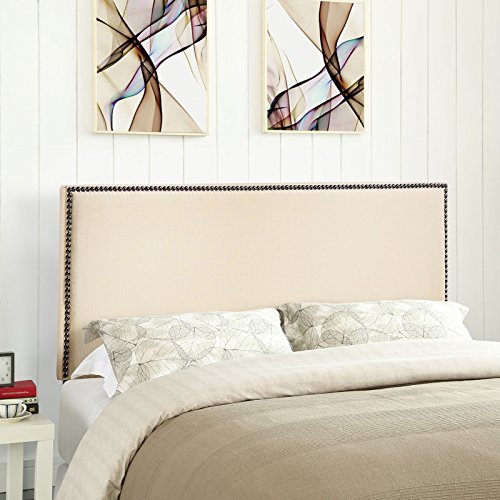 Modway Region Linen Fabric Upholstered Queen Headboard in Ivory with Nailhead Trim by Modway - Used condition - US$65.72