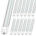 JESLED T8/T10/T12 8FT LED Tube Light, Single Pin FA8 Base, 50W 6000LM 6000K Cool White, Super Bright, 270 Degree V Shaped LED Fluorescent Bulb (130W Equiv.), ETL Listed, Clear, Dual-Ended(12-Pack)