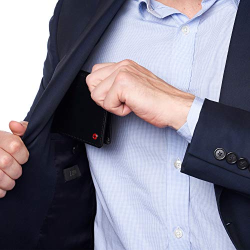 Image of Alpine Swiss Connor Executive Bifold Wallet | Business Passcase for Men | Premium Leather | Dual ID Windows | RFID Blocking | Gift Box Included Smooth Finish Black