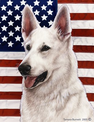 Best of Breed German Shepherd White Patriotic II Garden Flags
