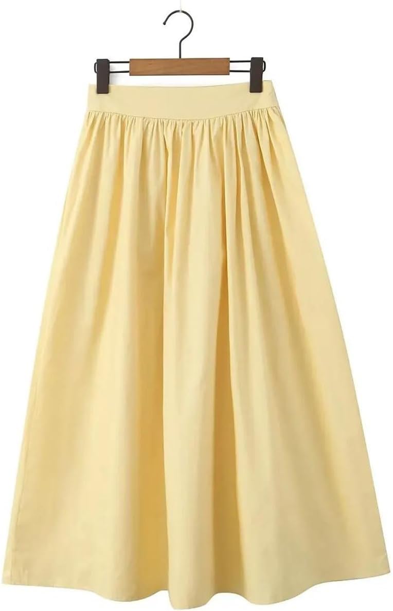 Women Big Swing High Waist Side Zipper A-Line Skirts
