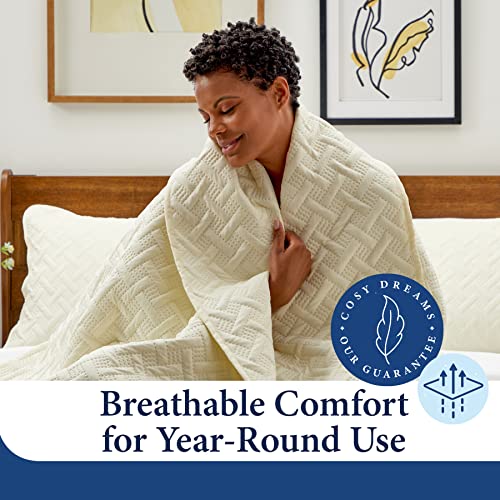 Cosy House Collection Luxury Rayon Derived From Bamboo 2-Piece Quilt Set - Ultra Soft Quilted Coverlet Bedspread - Classic Weave Stitch - Includes Quilt And 1 Pillow Sham (Twin/Twin Xl, Navy Blue) #TOP2