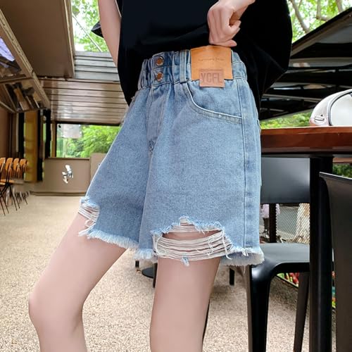 Shorts vaqueros de verano para adolescentes con doble botón y diseño elástico 2