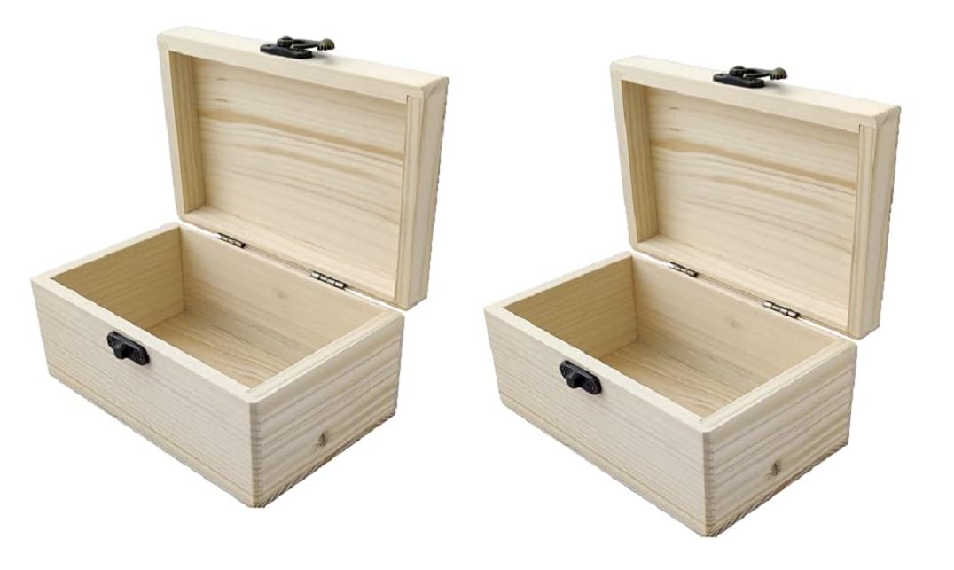 Art InfinityNatural Wood Plain Box with Lock I Multipurpose Storage Organizer Briefcase I Rectangular Boxes for Jewelry, Crystals, Petty Cash, Painting, Decoupage, Resin Art Craft & Decoration