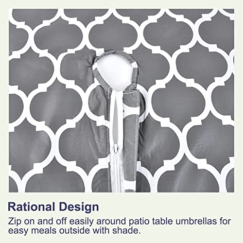 Hipinger Vinyl Rectangle/Oblong Tablecloth With Zipper And Umbrella Hole, Outdoor Oil Waterproof Stain Resisteant Pvc Table Cover For Party, Picnic And Patio 60 Inch By 84 Inch, Grey Moroccan #TOP3
