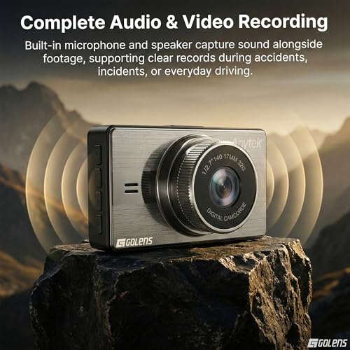 Image of Golens Anytek A10 Dual Dash Cam for Car | 1080P Front & 720P Rear Camera | Night Vision | 150 Wide Angle | WiFi App Control | Motion Detection | Loop Recording | 24H Parking Monitor