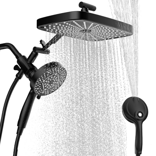 Image of High Pressure Shower Head with Handheld, Upgrade Rain Shower Heads with Fixed Showerhead Combo, 10 Sprays Handheld Shower Head Built in Power Jets, 71 inch Long Hose, Matt Black