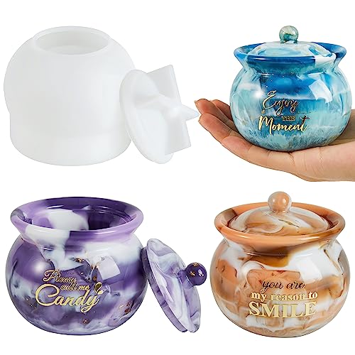 ISSEVE Silicone Jars Molds with Lids for Epoxy Resin Casting, Candy Jewelry Storage Boxes, Home Decoration, DIY Crafts