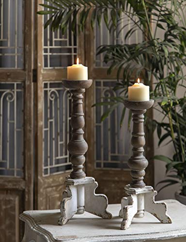 Floor Candle Holders Tall Set of 2, Candle Holders for Pillar Candles, Wood Handcrafted Rustic Candle Holder, Large Decorative Candles for Wedding Home Party, Farmhouse Pillar Candle Stand