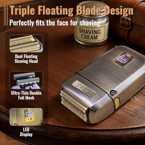 Image of Ufree Hair Clippers for Men, Beard Trimmer, Foil Shaver 3-in-1 Grooming Kit | Type-C Fast Charging & LED Display Pro Cordless Barber Clipper for Home Haircuts, T-Blade for Seamless Fades, for All Hair