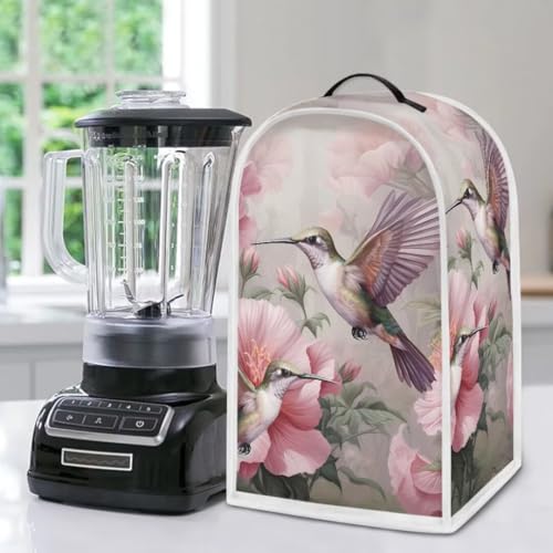 Image of Hummingbird Floral Blender Dust Cover Appliance Covers for kitchen Stand Mixer or Coffee Maker Polyester Dust Proof Blender Cover with Top Handle