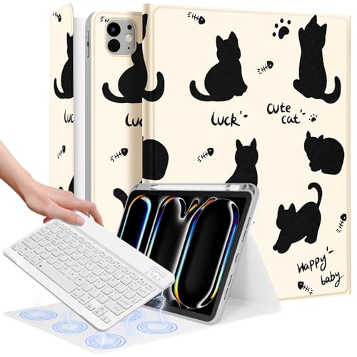 Wazzasoft iPad Pro 11�C���`�p�P�[�X 2024 M4 �L�[�{�[�h�t�� - �y���V���z���_�[ �t�H���I �^�u���b�g �J�o�[ ���� ���̎q ���킢�� �J���C�C ���L ���j�[�N�ȃf�U�C�� Apple Pro 11 A2925 A2926 A3