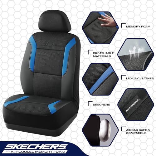 image for Skechers Memory Foam Car Seat Covers, Air Cool Mesh Thick Seat Covers,