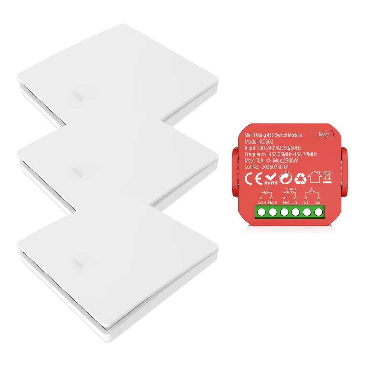 RF433 10A 230V Interrupteur sans fil sans pile avec émetteur et récepteur