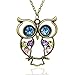 (Lot of 10Pcs) Wholesale Vintage, Retro Colorful Crystal Owl Pendant and Long Chain Necklace (Design No.1 x 10 Pcs)