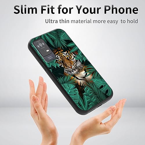 Image of for TCL ION X Phone Case, Soft TPU Ultra-Thin TCL ION V /TCL ION X T607DL 2023 Case for Women Girl, Flexible Anti Scratch Protective Shockproof Cover, Tropical Leaves Tiger