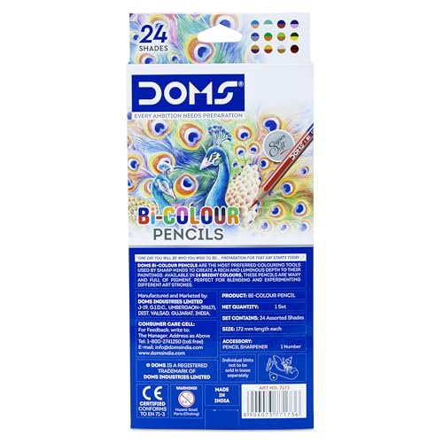 Image of Doms Bi Colours 24 Shades Pencil (12 Nos),Ink Color: Multicolor