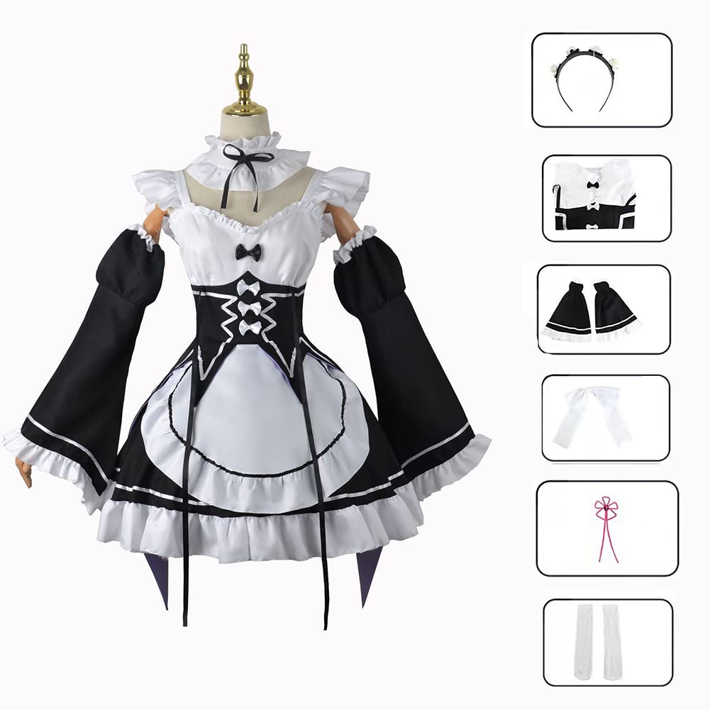Anime Re:0 Rem Ram Maid Cosplay kostium Halloween, impreza, strój anime, wystawa, sukienka Lolita, mundur dla kobiet i dziewcząt