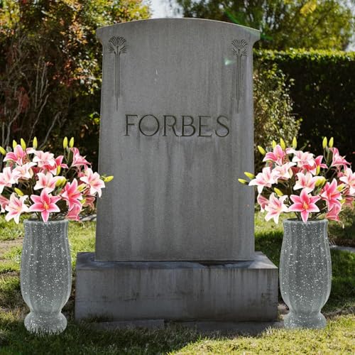 Cemetery vase for Grave Decorations,Flower Holders for Cemetery vases with Metal Spikes&Drain Stopper,Grave Decorations for Cemetery Headstone Vase,Ideal for Honoring The Loss of L image 4
