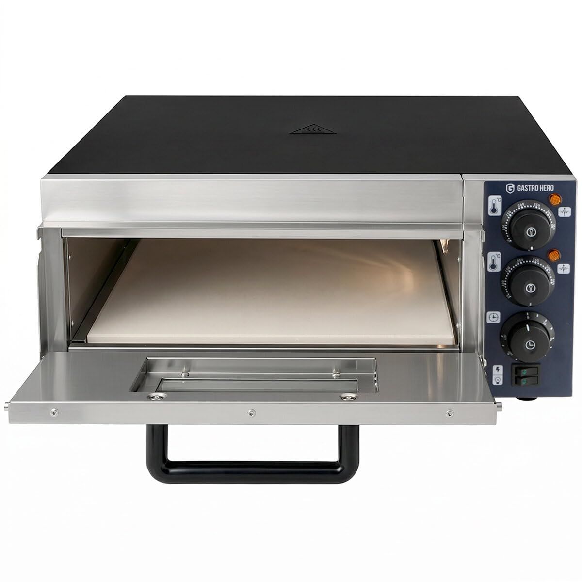 GastroHero Forno per pizza da 35 cm, elettrico per pizza con fondo in ceramica, per 1 pizza Ø 35 cm, forno elettrico per pizza per gastronomia