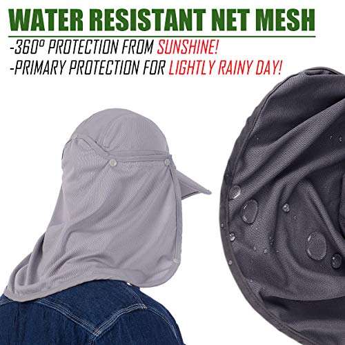 Ushake Sun Cap Fishing Hat Baseball Cap With Face Neck Cover Flap Light Grey #TOP4