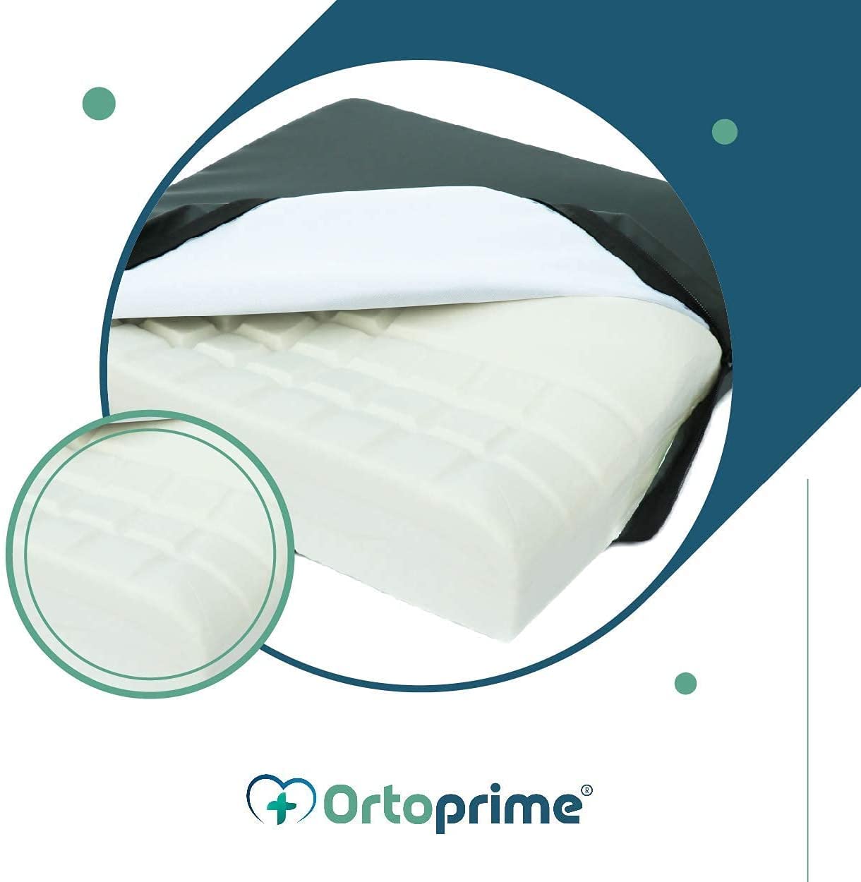 OrtoPrime Cuscino Antidecubito per Sedia a Rotelle - Cuscino Seduta Ortopedico Viscoelastico - Cuscino Memory Decubito - Cuscino Carrozzina per Anziani - Cuscino Memory Foam Sedia a Rotelle Ufficio