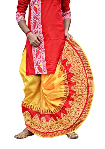 Image of Men's Ready to Wear Pant System Printed MAYUR PUCHHA Dhoti for Marriage, Pooja, Festival etc.(GC010)