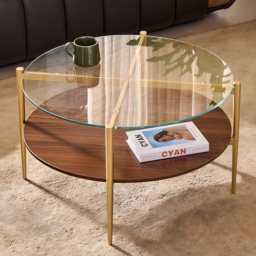 Shrine Round Glass Coffee Table, Mid-Century Modern Design, D30 x