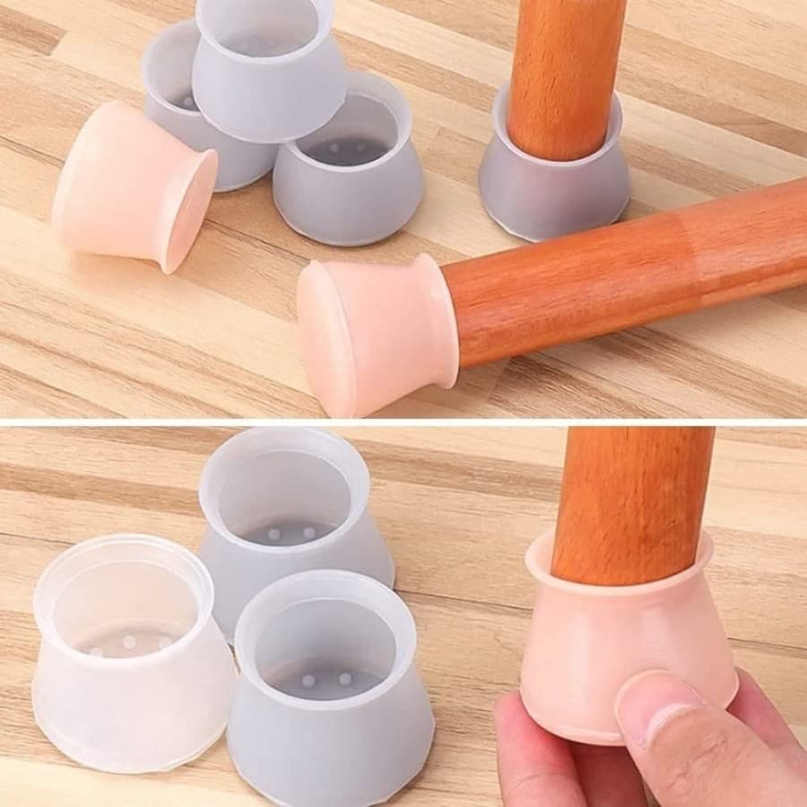 AADCART Silicone Chair Leg Floor Protectors | Rubber Chair Leg Caps Furniture Protector to Prevent Scratches, Reduce Noise, Anti-Slip Furniture Leg Covers for Chair, Stool Table(Multi-Color) (4) 3