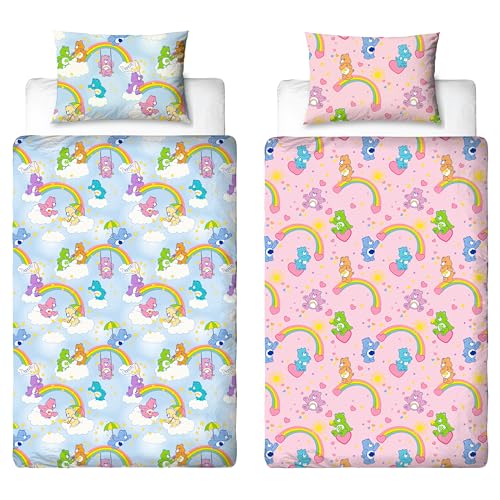 Parure de Couette Une Place Care Bears sous Licence Officielle, Design Sunshine | Literie réversible 2 Faces avec taie d’Oreiller Assortie | Parfait pour...